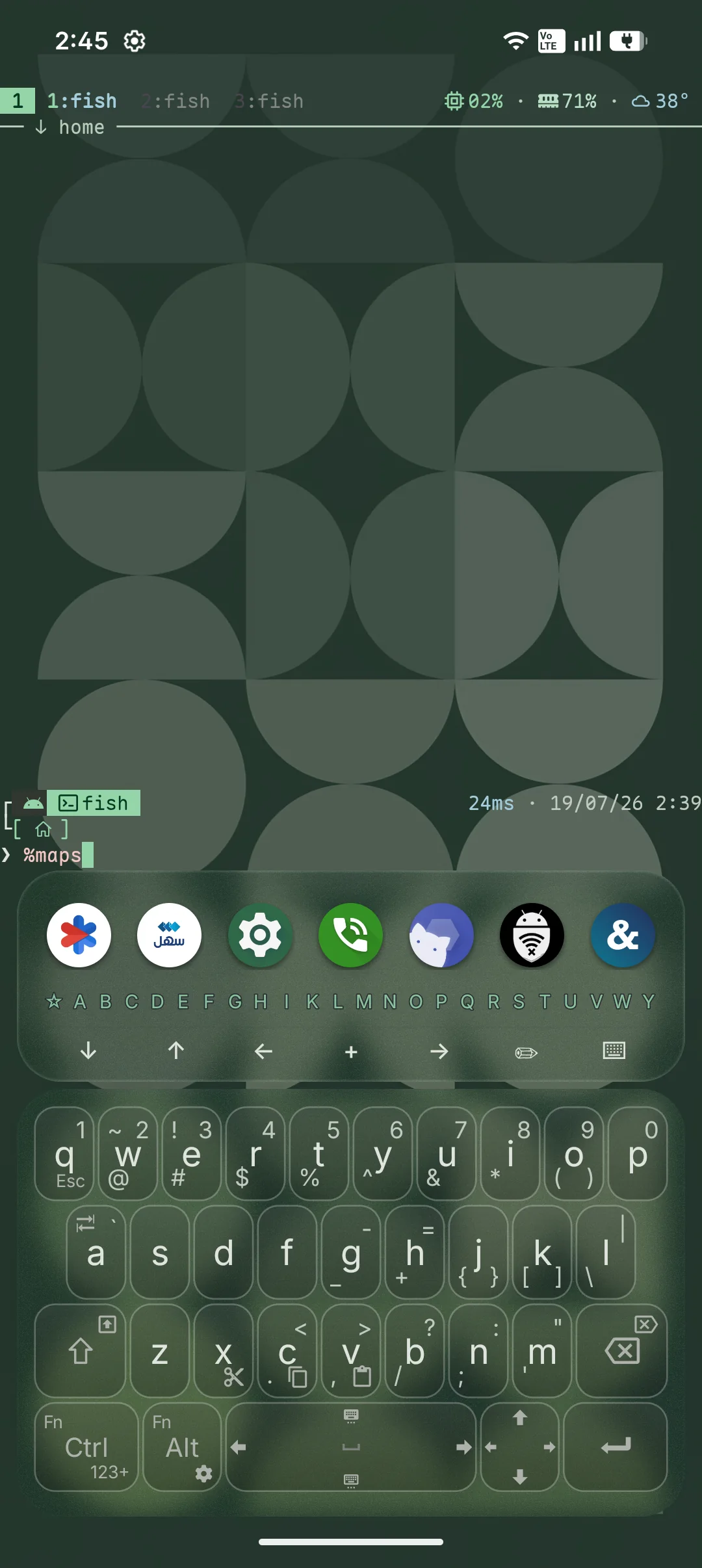 Terminal app search for maps showing the live filtered dock